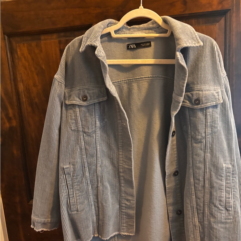 Zara Blue Corduroy Jacket Classic Style